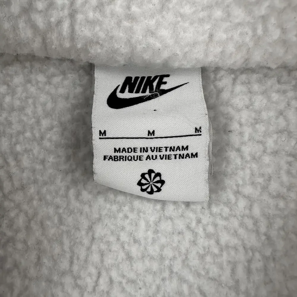 Nike Sportswear Club Fleece Jacket Mens Medium White Full Zip High Pile Preppy - Picture 3 of 7